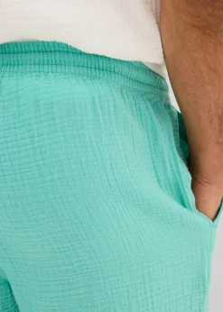 bonprix Große Größen|Shorts|Musselin-Shorts aus reiner Baumwolle, Regular Fit pazifikgrün