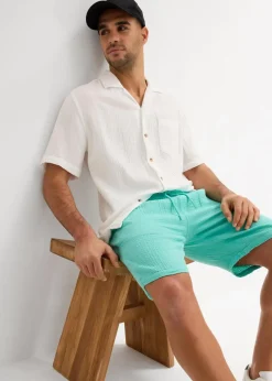 bonprix Große Größen|Shorts|Musselin-Shorts aus reiner Baumwolle, Regular Fit pazifikgrün