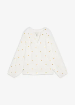 bonprix Bekleidung·Jacken & Mäntel|Blusen & Tuniken|Musselin-Tunika weiß/sandstein bedruckt