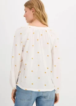 bonprix Bekleidung·Jacken & Mäntel|Blusen & Tuniken|Musselin-Tunika weiß/sandstein bedruckt