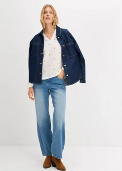 bonprix Bekleidung·Jacken & Mäntel|Blusen & Tuniken|Musselin-Tunika weiß/sandstein bedruckt