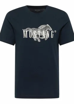 Mustang Jeans Große Größen|Marken|Mustang Austin T-Shirt aus reiner Baumwolle dunkelblau bedruckt