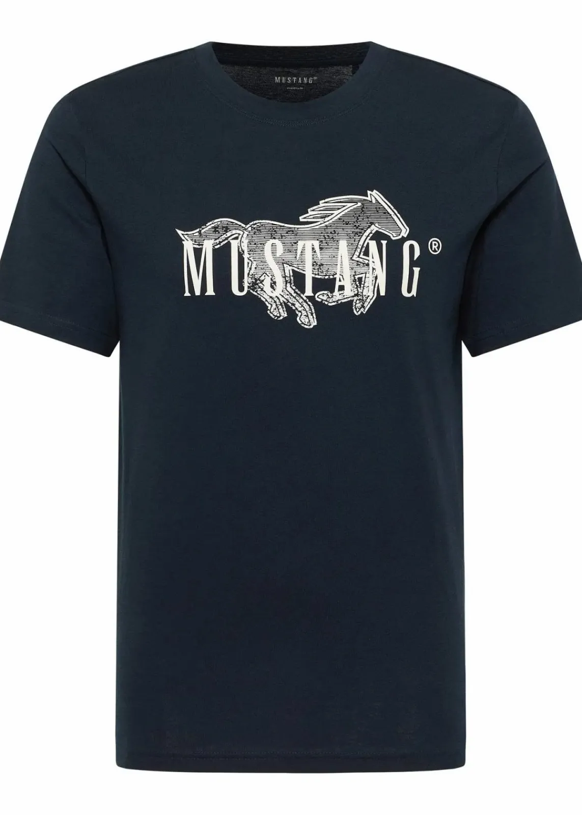 Mustang Jeans Große Größen|Marken|Mustang Austin T-Shirt aus reiner Baumwolle dunkelblau bedruckt