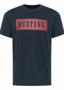 Mustang Jeans Große Größen|Marken|Mustang Austin T-Shirt aus reiner Baumwolle dunkelblau bedruckt