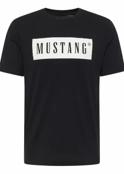 Mustang Jeans Große Größen|Marken|Mustang Austin T-Shirt aus reiner Baumwolle schwarz bedruckt