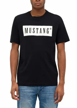 Mustang Jeans Große Größen|Marken|Mustang Austin T-Shirt aus reiner Baumwolle schwarz bedruckt