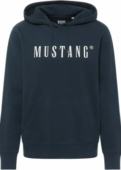 Mustang Jeans Große Größen|Marken|Mustang Bronson Hoodie aus reiner Bio-Baumwolle dunkelblau bedruckt