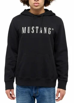Mustang Jeans Große Größen|Marken|Mustang Bronson Hoodie aus reiner Bio-Baumwolle schwarz bedruckt