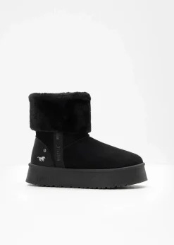 Mustang High Heels|Gefütterte Winterschuhe|Plateau-Boots schwarz