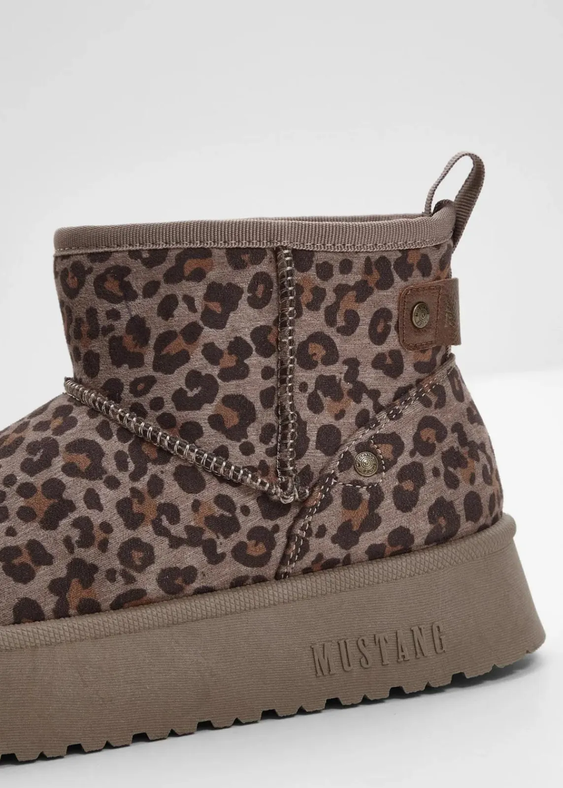Mustang High Heels|Gefütterte Winterschuhe|Plateau-Boots taupe leo