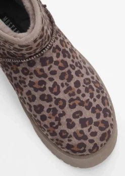 Mustang High Heels|Gefütterte Winterschuhe|Plateau-Boots taupe leo