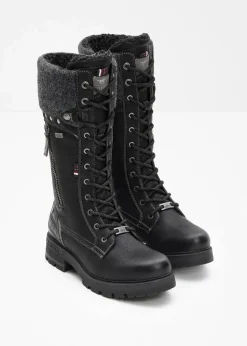 Mustang High Heels|Gefütterte Winterschuhe|Schnürstiefel schwarz