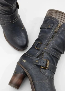 Mustang High Heels|Gefütterte Winterschuhe|Stiefel navy