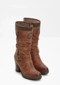 Mustang Stiefel|Gefütterte Winterschuhe|Stiefel cognac