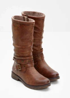 Mustang High Heels|Gefütterte Winterschuhe|Stiefel cognac