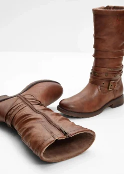Mustang High Heels|Gefütterte Winterschuhe|Stiefel cognac