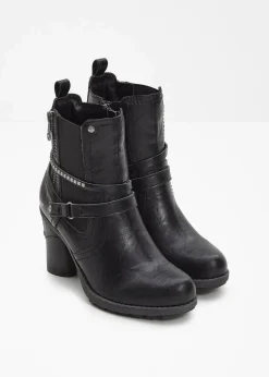 Mustang High Heels|Gefütterte Winterschuhe|Stiefelette schwarz