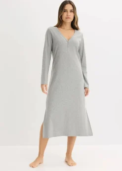 Nachthemd aus Rippe mit Knopfleiste|bonprix New