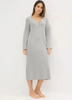 Nachthemd aus Rippe mit Knopfleiste|bonprix New