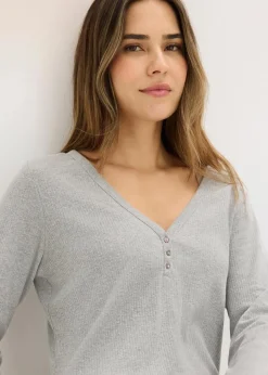 Nachthemd aus Rippe mit Knopfleiste|bonprix New