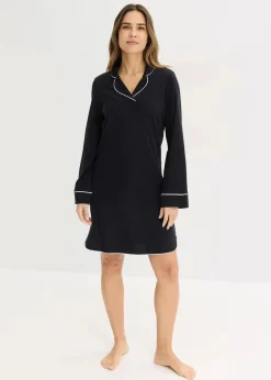 bonprix Wäsche·Nachtwäsche|Nachtwäsche|Nachthemd aus weicher Baumwolle schwarz