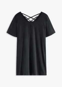 bonprix Nachhaltigere Materialien|Nachtwäsche|Nachthemd mit Rückenausschnitt schwarz