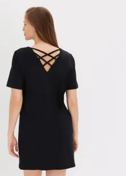 bonprix Nachhaltigere Materialien|Nachtwäsche|Nachthemd mit Rückenausschnitt schwarz