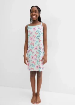 bonprix Mehrfachpacks|Mädchen·Nachtwäsche|Nachthemd mit weicher Bio-Baumwolle (2er Pack) hellgrau meliert+pastellmint bedruckt