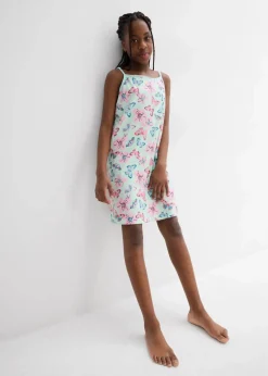 bonprix Mehrfachpacks|Mädchen·Nachtwäsche|Nachthemd mit weicher Bio-Baumwolle (2er Pack) hellgrau meliert+pastellmint bedruckt