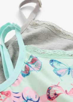 bonprix Mehrfachpacks|Mädchen·Nachtwäsche|Nachthemd mit weicher Bio-Baumwolle (2er Pack) hellgrau meliert+pastellmint bedruckt