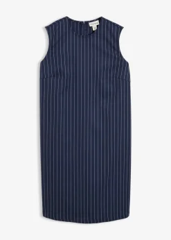 bonprix Bekleidung·Pullover & Strickjacken|Kleider|Nadelstreifen Minikleid aus Viskose-Mix dunkelblau/weiß längs gestreift