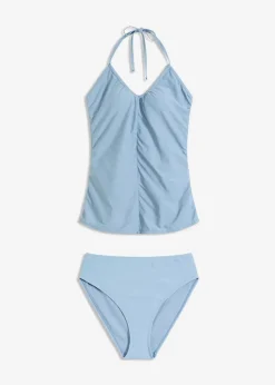 bonprix Nachhaltigere Materialien|Tankinis|Neckholder-Tankini mit Raffung (2-tlg.Set) rauchblau