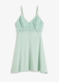 bonprix Nachtwäsche|Dessous|Negligé aus softem Viskose-Mix hellschilf