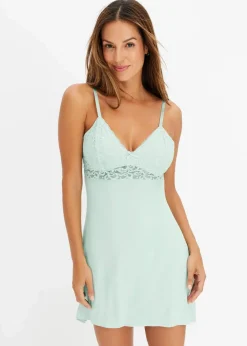 bonprix Nachtwäsche|Dessous|Negligé aus softem Viskose-Mix hellschilf