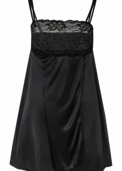 bonprix Wäsche·Corsagen & Negligés|Wäsche·Dessous|Negligé mit Glanzeffekt schwarz