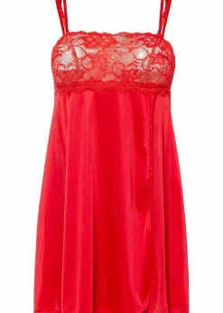 bonprix Nachtwäsche|Erotikwäsche|Negligé mit Glanzeffekt rot