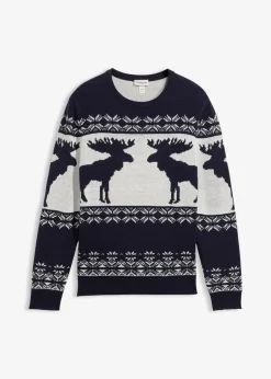 bonprix Große Größen|Pullover & Strickjacken|Norweger-Pullover dunkelblau