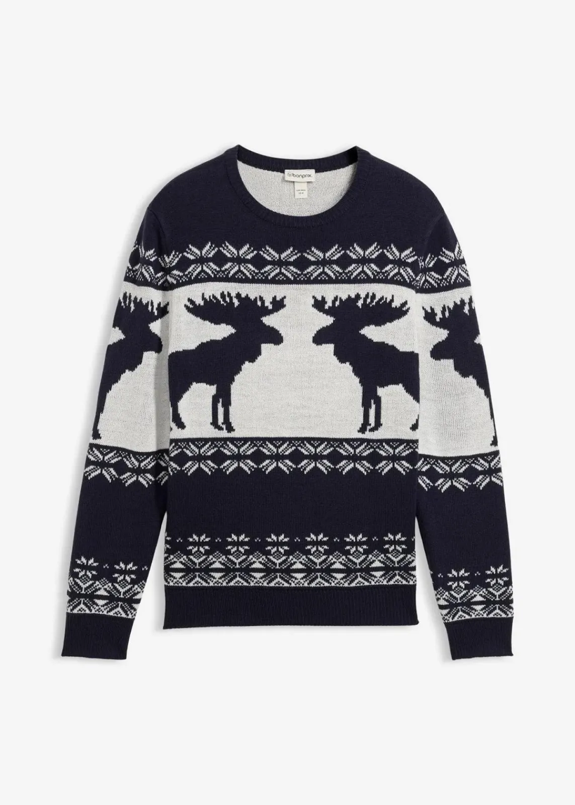 bonprix Große Größen|Pullover & Strickjacken|Norweger-Pullover dunkelblau