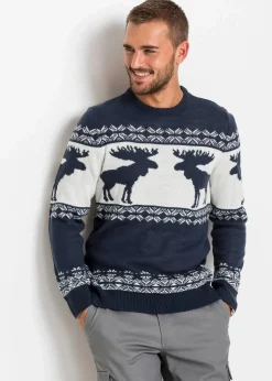 bonprix Große Größen|Pullover & Strickjacken|Norweger-Pullover dunkelblau