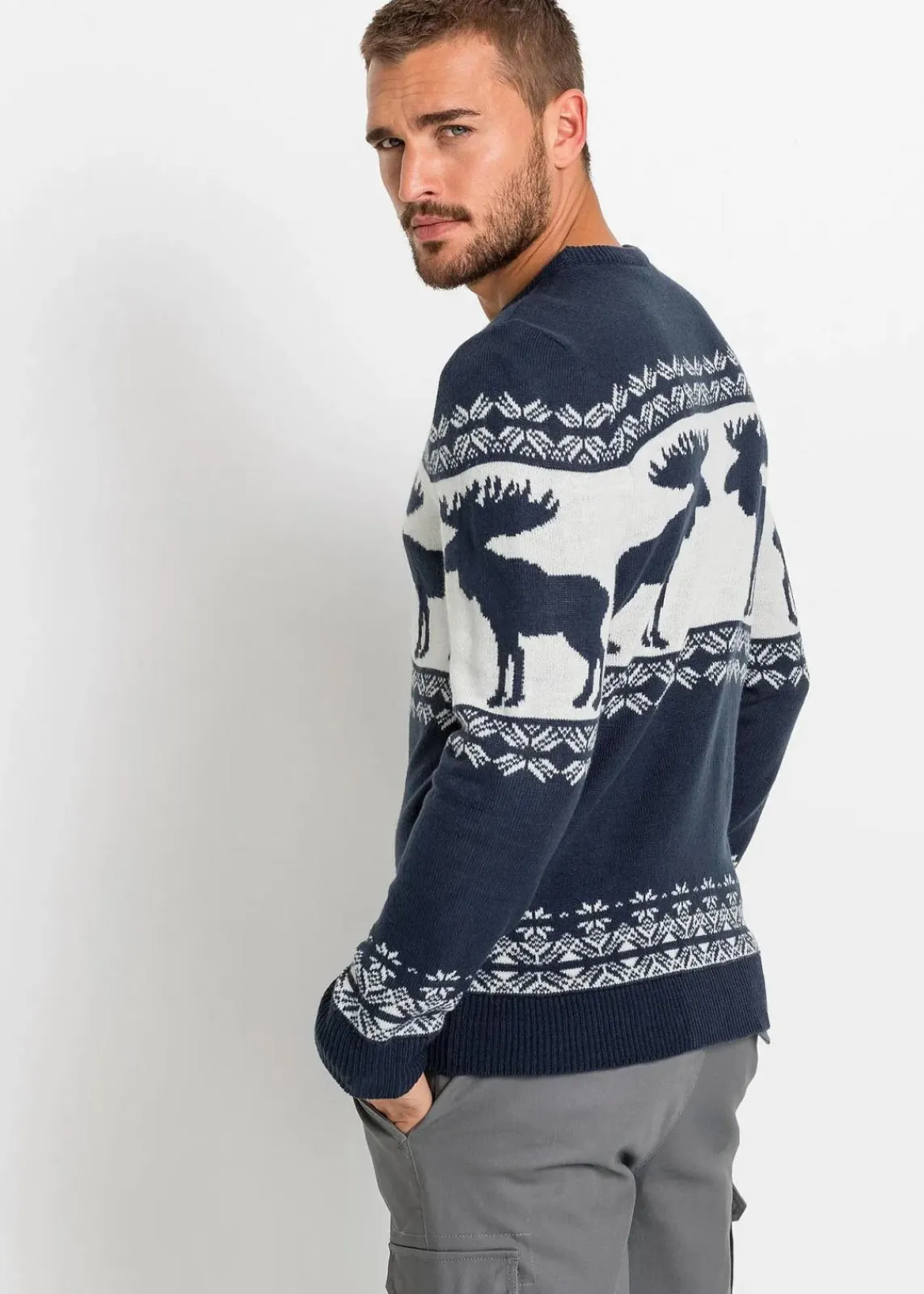 bonprix Große Größen|Pullover & Strickjacken|Norweger-Pullover dunkelblau