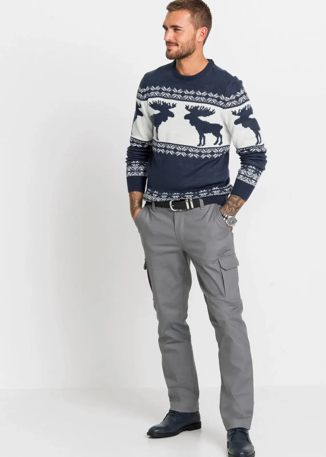 bonprix Große Größen|Pullover & Strickjacken|Norweger-Pullover dunkelblau