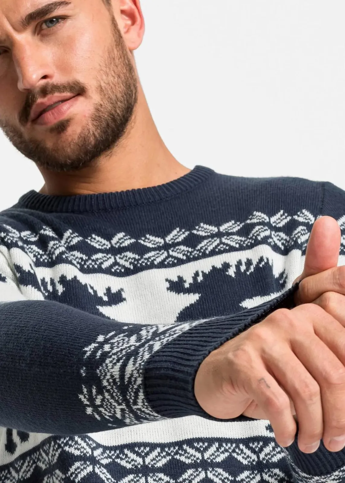 bonprix Große Größen|Pullover & Strickjacken|Norweger-Pullover dunkelblau