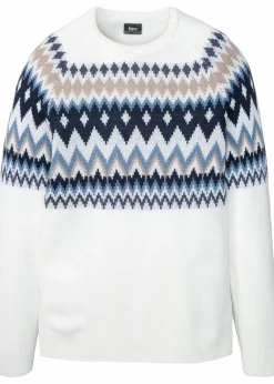 bonprix Große Größen|Pullover & Strickjacken|Norweger-Pullover wollweiß norwegermuster