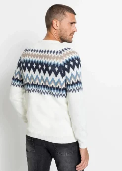 bonprix Große Größen|Pullover & Strickjacken|Norweger-Pullover wollweiß norwegermuster