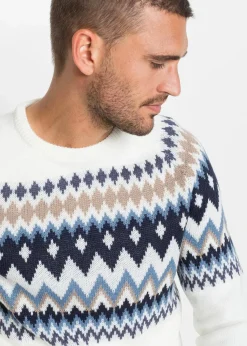 bonprix Große Größen|Pullover & Strickjacken|Norweger-Pullover wollweiß norwegermuster