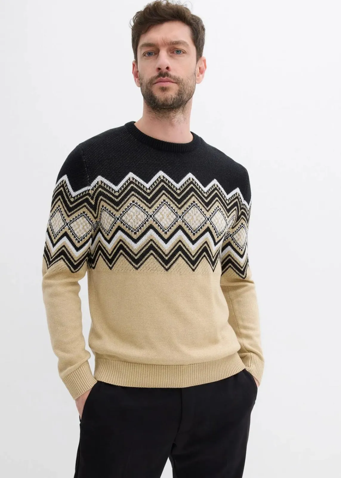 Norweger-Pullover aus weichem Baumwollmix|bonprix Sale