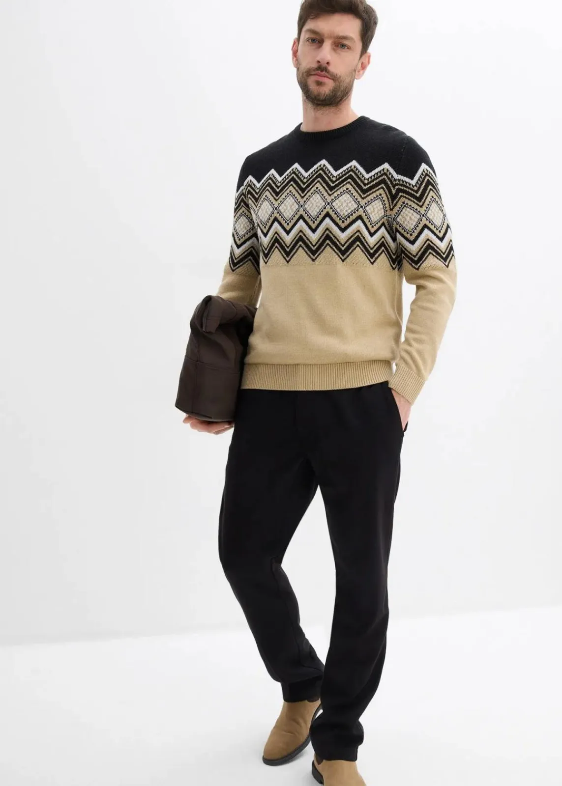 Norweger-Pullover aus weichem Baumwollmix|bonprix Sale