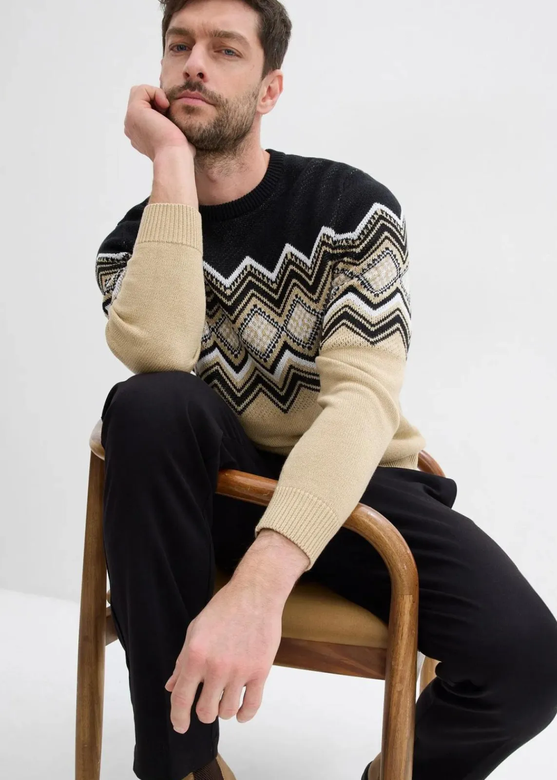 Norweger-Pullover aus weichem Baumwollmix|bonprix Sale