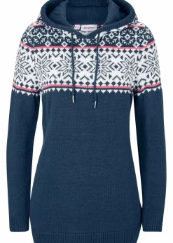 bonprix Bekleidung·Umstandsmode|Bekleidung·Jeans|Norweger-Pullover mit Kapuze dunkelblau norwegermuster