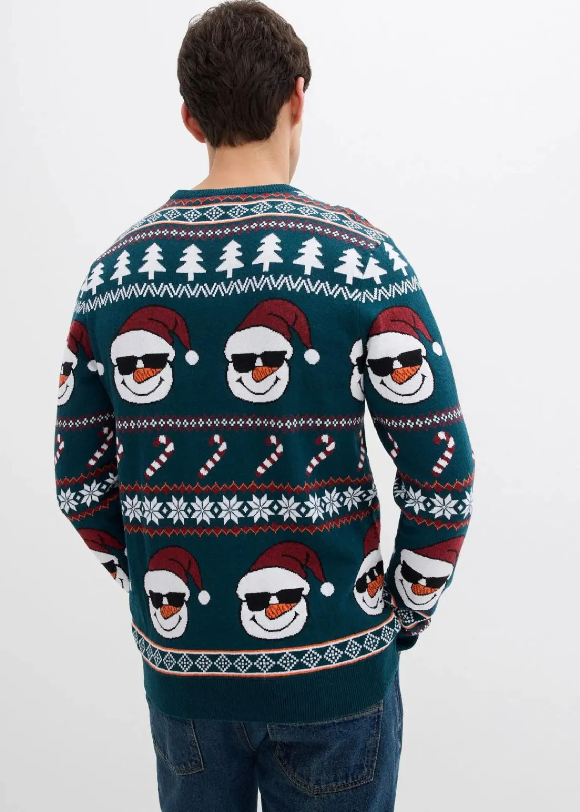 bonprix Große Größen|Pullover & Strickjacken|Norweger-Pullover mit recycelter Baumwolle tiefgrün/schwarz/ahornrot/aprikose/wollweiß norwegermuster